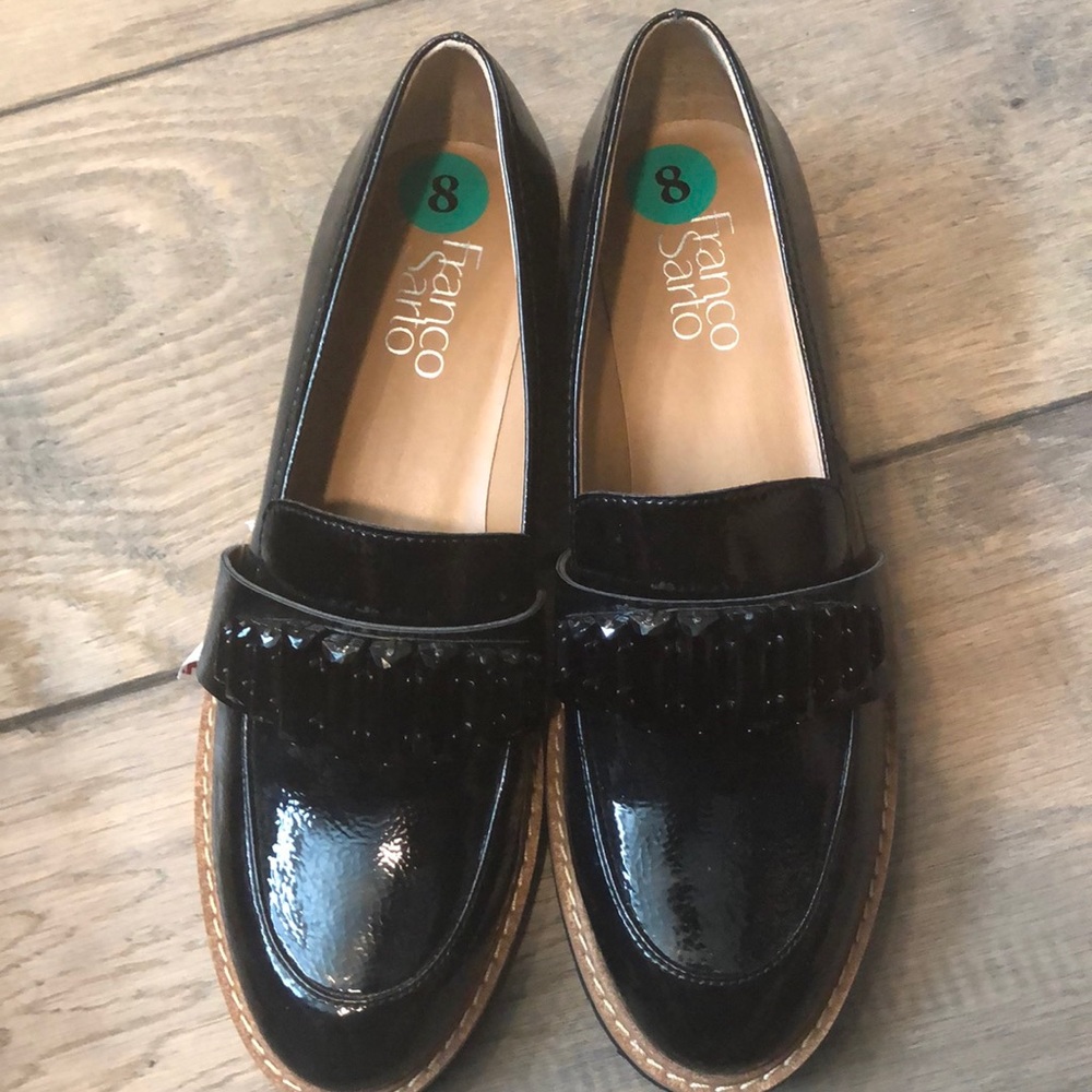 Black Patent Leather Loafers size 8 Franco Sarto